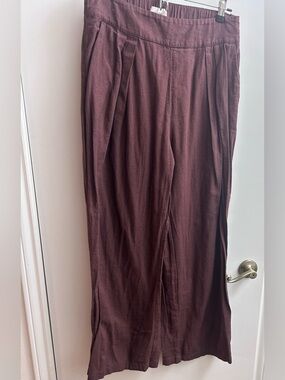 Abercrombie Linen Blend Wide Leg Pant Brown Pleated Tailored size medium.